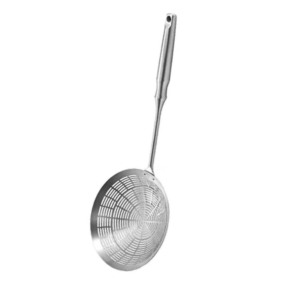 Stainless Steel Strainer for Wok and Fryer Cooking Mesh with Slotted Holes Kitchen Utensil for Straining Pasta Eggs Soups and Frying