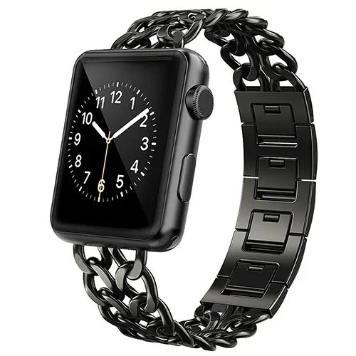 Stainless Steel Strap for Apple Watch Ultra 8 7 6 5 4 45mm 41mm 40mm 44mm Band Metal Links Bracelet for iwatch series 42mm 38mm (Black,42mm-44mm-45mm-49mm)