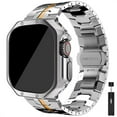 thumbnail image 1 of Stainless Steel Strap Metal Watch Band WristBand + Soft TPU Cover Case For Apple Watch Ultra 2 49mm 9 8 7 6 5 4 3 2 1 SE 2 44MM  45MM 42MM, 1 of 12