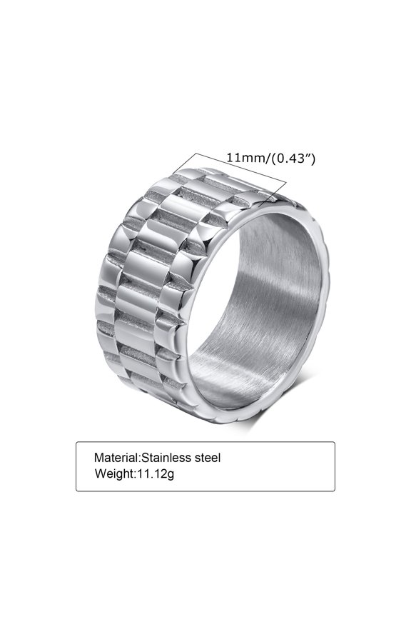 Stainless Steel Strap Ring Gold Tone Unisex Wide Band Hip Hop Jewelry Ring Sizes 7 8 9 10 11 12 Durable Comfort