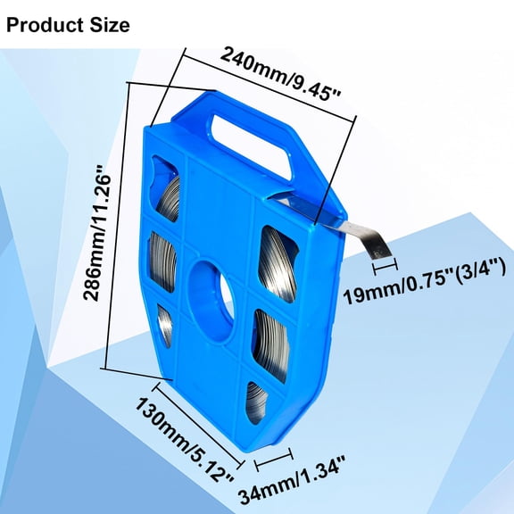Stainless Steel Strapping Band 100 Feet 3/4" Width x 0.03" Thick Bands Bright Annealed Stainless Strapping in Blue Plastic Tote Case Steel Duct Strapping Packing Strap (201)