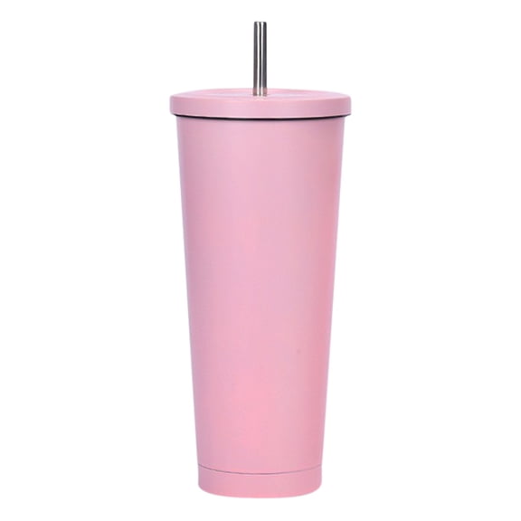 Stainless Steel Straw Cup with Lid 750 ml Vacuum Insulated Tumbler for Hot and Cold Drinks, Portable Handle Design
