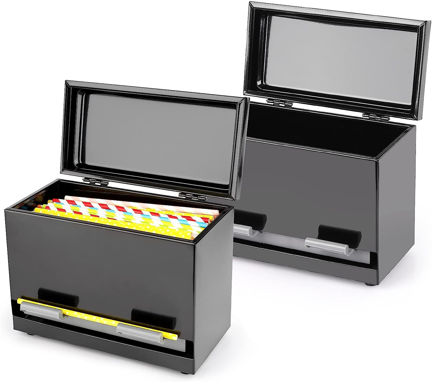 Stainless Steel Straw Dispenser Holder with Metal Lid Reusable Straw