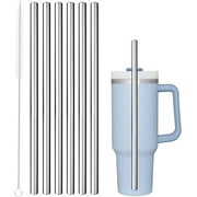 Stainless Steel Straw Replacement for Stanley 40 oz 30 oz Adventure Quencher Travel Tumbler Cup, 6 Pack Reusable Straws with Cleaning Brush Compatible with Stanley Tumbler Cup