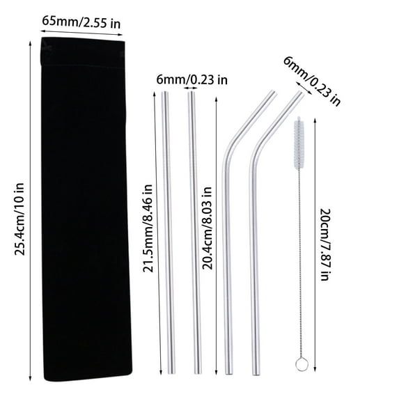 Stainless Steel Straws 304 Portable Set Reusable Bar Drinks Milk Tea Straws 5pc Multicolor