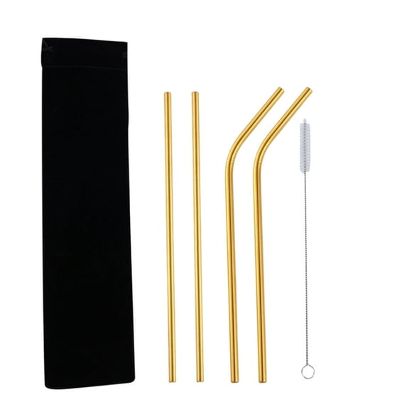 Stainless Steel Straws 304 Portable Set Reusable Bar Drinks Milk Tea Straws 5pc Multicolor