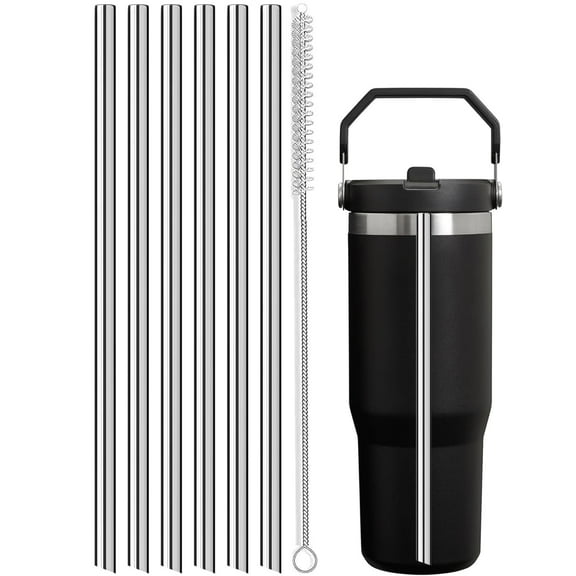 Stainless Steel Straws Compatible with Stanley Iceflow 30oz Flip Tumbler, 6 Pack Reusable Metal Straws for Stanley Ice Flow 30oz Cup Lid Only, (Not for Stanley IceFlow 2.0 Flip Straw)