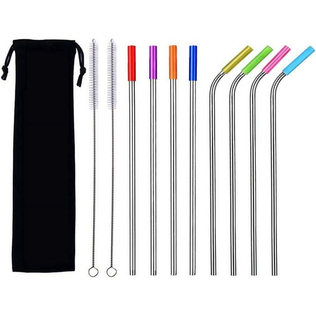 Stainless Steel Straws Reusable Metal Drinking Straws Curved Straight