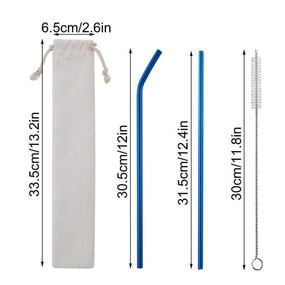Stainless Steel Straws, Reusable Metal Straws, Portable 304 Colorful Straw Set with Cleaner and Pouch, Eco-Friendly Durable Drink Accessories
