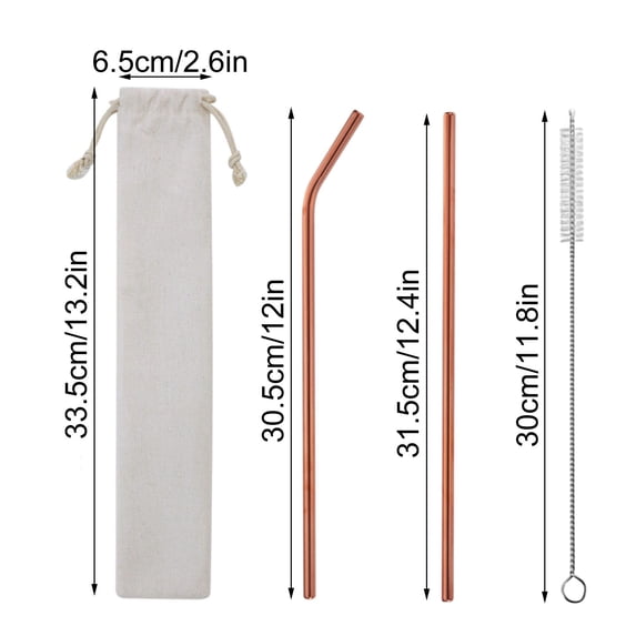 Stainless Steel Straws, Reusable Metal Straws, Portable 304 Colorful Straw Set with Cleaner and Pouch, Eco-Friendly Durable Drink Accessories
