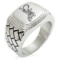thumbnail image 1 of Tioneer Stainless Steel Striking Tiger Geometric Pattern Step-Down Biker Style Polished Ring, 1 of 1