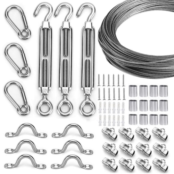 Stainless Steel String Light Suspension Kit 150ft