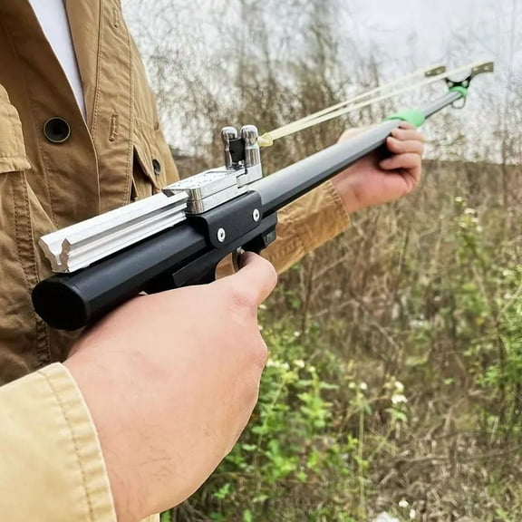 Stainless Steel Strong Metal Slingshot - black, ergonomic handle, precision trigger, suitable for outdoor hunting and expeditions,