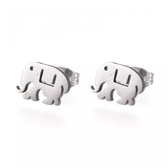 Stainless Steel Stud Earrings Earring Backs Elephant 6.5X10Mm Pin: 0.7Mm A175