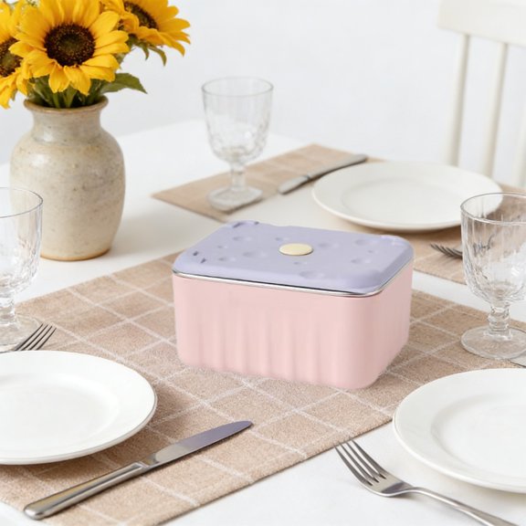 Stainless Steel Student Lunch Box Set with Cup - Portable 3-in-1 Food Container Microwave Safe Inner Liner - Insulated Bento with Hot Water Heating - for Office School Kids,Pink