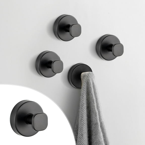 Stainless Steel Suction Cup Hook,Heavy Duty No Drill Shower Hooks Towel Robe Hanging Organizer,Waterproof Modern Wall Hooks for Glass Tile Mirrors,Front Door Wreath and Bathroom Decorations-Black