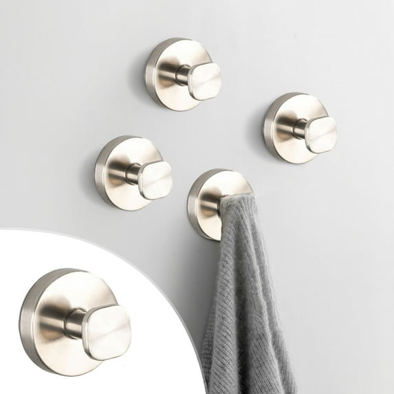 Stainless Steel Suction Cup Hook, No Drilling Shower & Wreath Hook, Metal Towel Hook for Bathroom & Front Door
