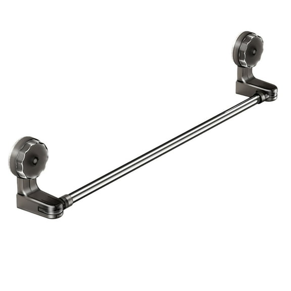 Stainless Steel Suction Cup Towel Bar | No-Drill Bathroom Storage Rack | 30cm/11.81in or 50cm/19.69in Options | Black Finish for Towel & Rag Organization