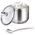 thumbnail image 1 of Stainless Steel Sugar Bowl with Glass Lid Spoon,Bexikou 10oz Seasoning Box Condiment Pots Sugar Container,Kitchen Spice Container Canister for Salt Candy (Silver), 1 of 6
