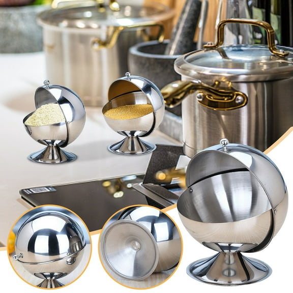 Stainless Steel Sugar Bowl with Roll Top Lid | 304 Food-Grade Container for Sugar Cubes & Sweeteners | Modern Kitchen & Dining Accessory for Home Restaurant or Bar