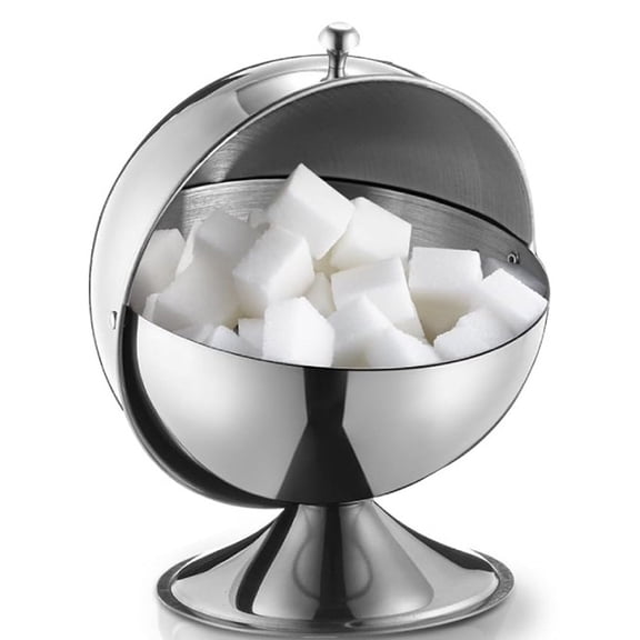 Stainless Steel Sugar Bowl with Roll Top, Sugar Cube Holder, Candy Jar Cookies Mints Holder Bowl for Home Kitchen, Office, Parties