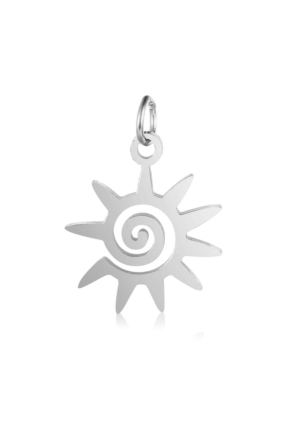 Stainless Steel Sun Charm Pendant for Necklace Earrings Jewelry Accessories Gold Silver Color