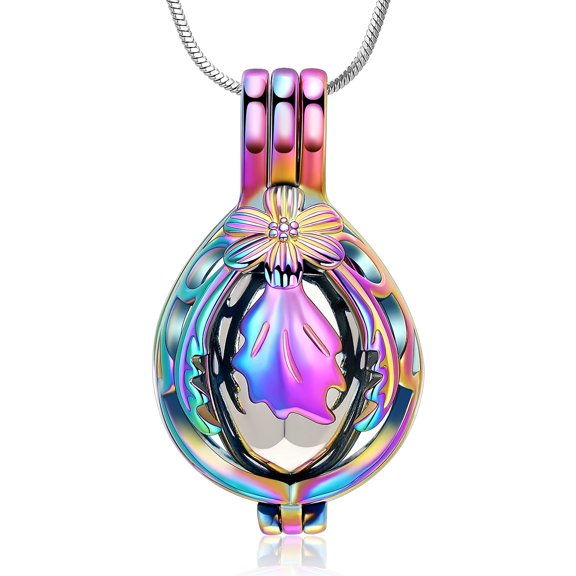 Stainless Steel Sunflower Egg Urn Pendant Cremation Jewelry for Ashes Holder Memory Necklace Memorial Jewelry