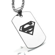 COMFORT ZONE STUDIOS Stainless Steel Superman Dog Tag Pendant Necklace