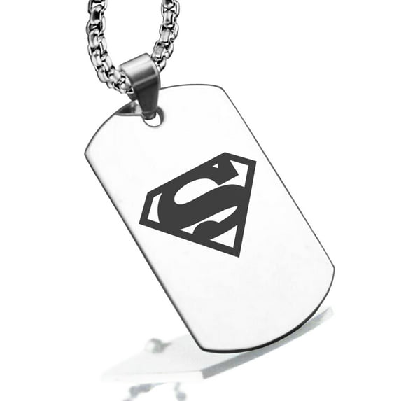 Stainless Steel Superman Dog Tag Pendant Necklace