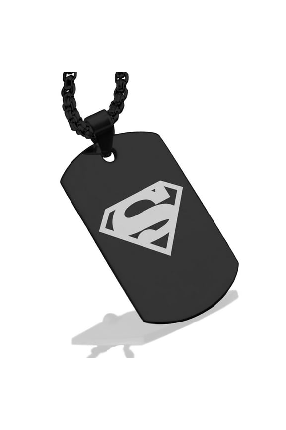 Stainless Steel Superman Dog Tag Pendant Necklace