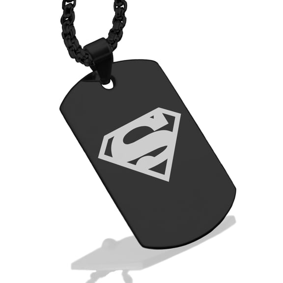 Stainless Steel Superman Dog Tag Pendant Necklace