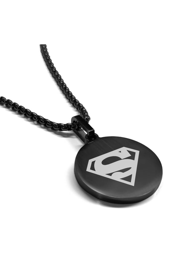 Stainless Steel Superman Round Medallion Pendant Necklace