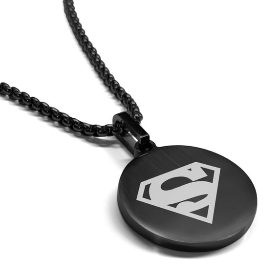 Stainless Steel Superman Round Medallion Pendant Necklace