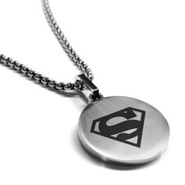 Stainless Steel Superman Round Medallion Pendant Necklace