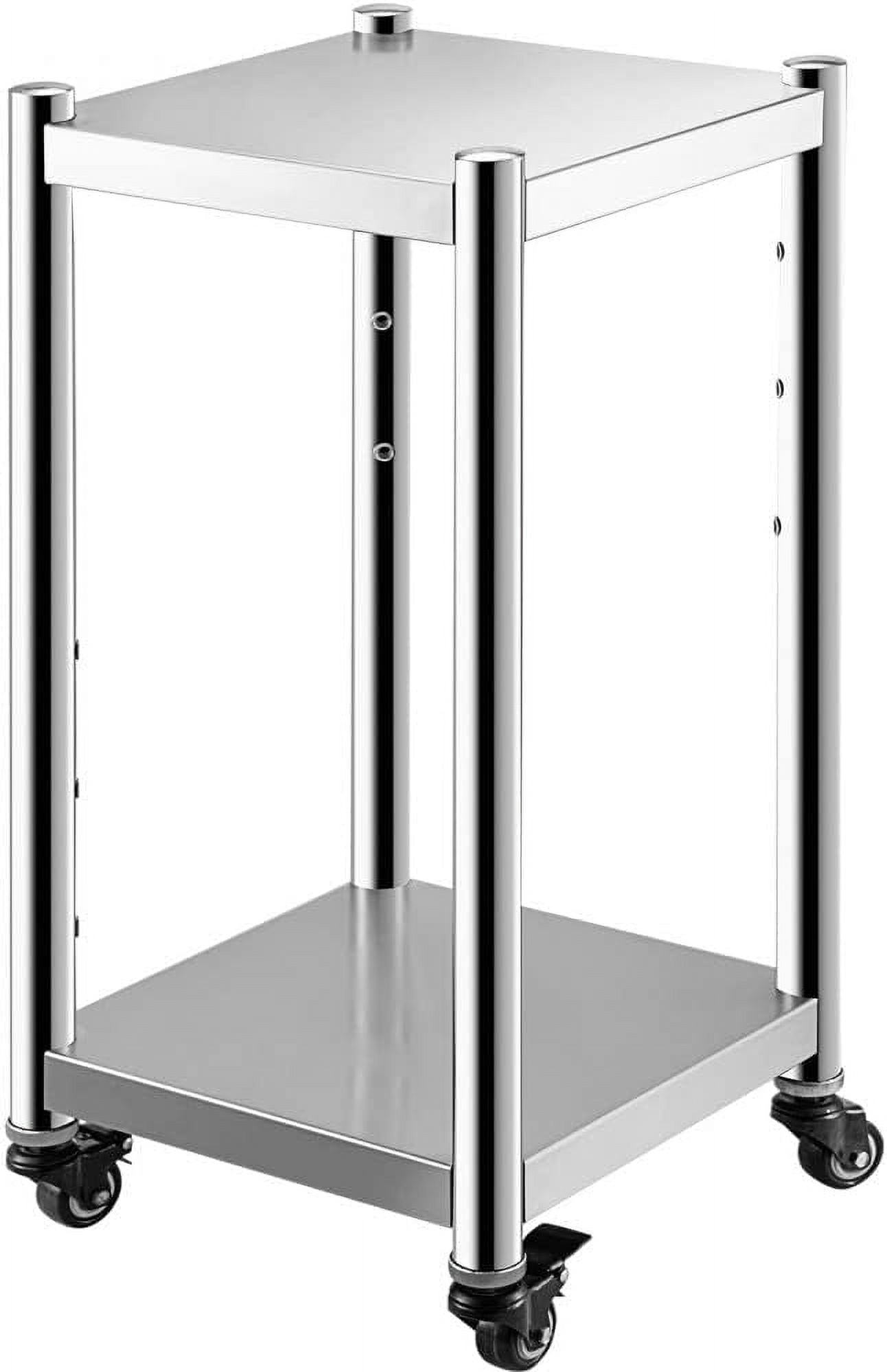 PANTIN 14"x14" Stainless Steel Rolling Cart With Adjustable Shelves For Rice Cookers & Food Warmers