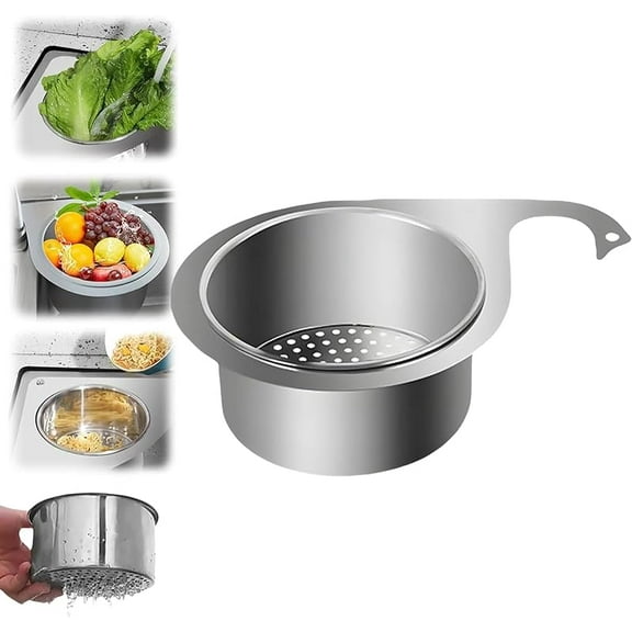 Stainless Steel Swan Sink Strainer Basket, 2025 New Multifunctional Kitchen Sink Drain Strainer Faucet Hanging Filter Basket, Corner Sink Strainer Basket for Kitchen Fruit Vegetable (3 Packs)
