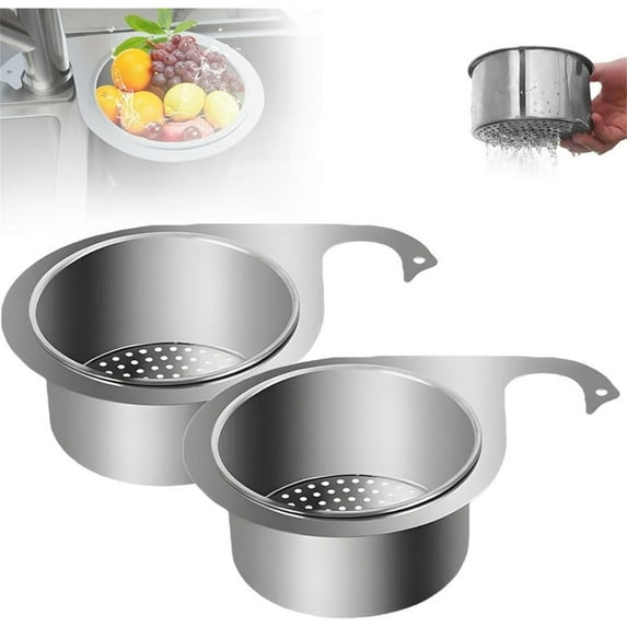 Stainless Steel Swan Sink Strainer Basket, Upgrades Kitchen Sink Drain Basket, Faucet Hanging Filter Basket, Corner Sink Strainer, Multi-Functional Drain Basket for Fruit, Vegetable
