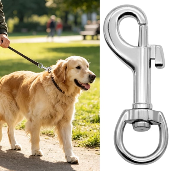 Stainless Steel Swivel Eye Bolt Spring Snap Hook, Multi-Purpose Locking Clip for Flagpole Rope Dog Chain Leather Craft Sling Outdoor Accessories 1 Pack