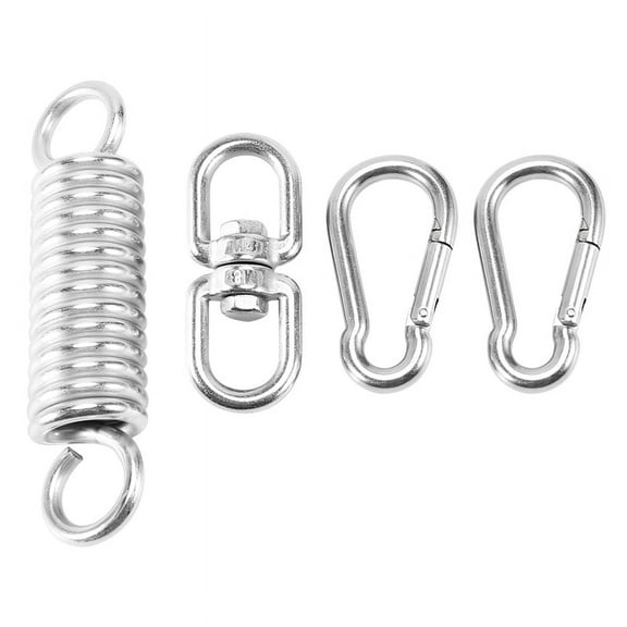 Stainless Steel Swivel Mount Chain with Carabiners and Spring, 1000Lbs Capacity for Heavy Bag, Gym Swing, Hammock