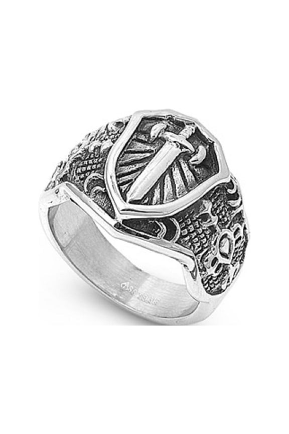 Stainless Steel Sword Biker Ring