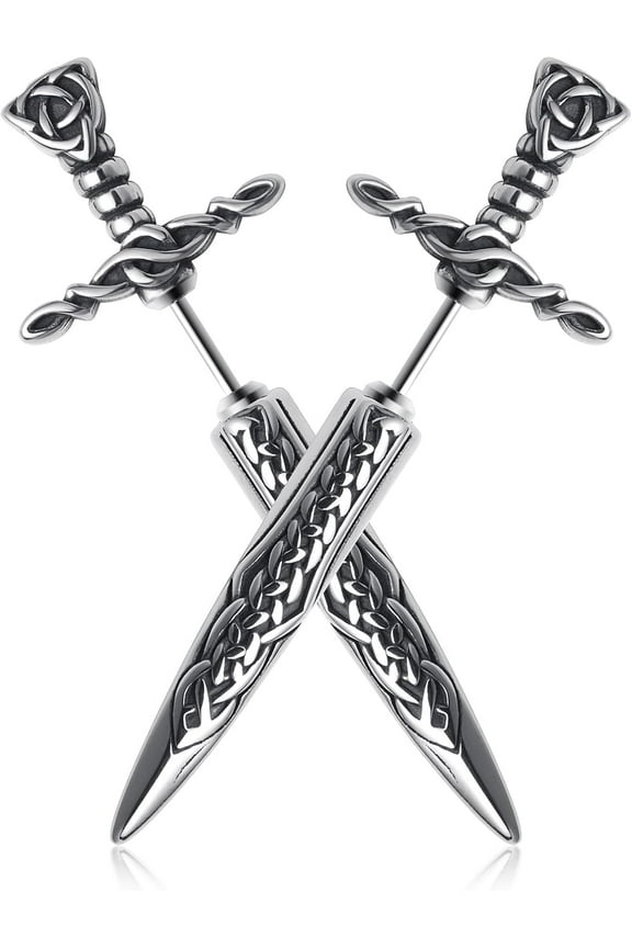 Stainless Steel Sword Stud Dangle Earrings For Men Women Gothic Punk Sword Earrings Jewelry[Z1]