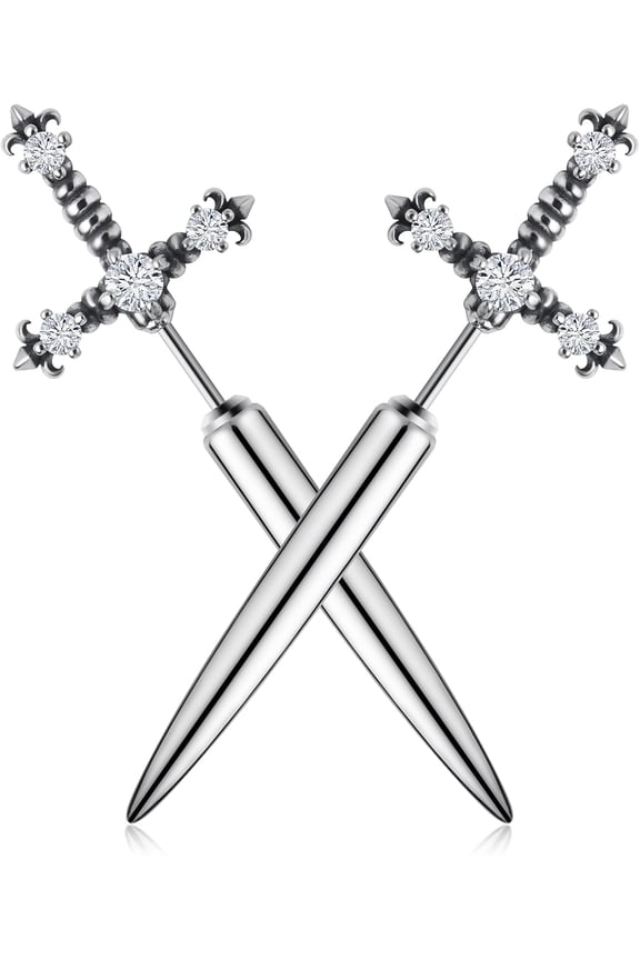Stainless Steel Sword Stud Dangle Earrings For Men Women Gothic Punk Sword Earrings Jewelry[Z1]