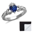 thumbnail image 1 of Stainless Steel Synthetic Blue Spinel Claddagh Heart Ring Size 8, 1 of 7