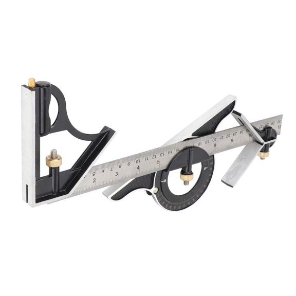 Stainless Steel T Ruler, Combination Set with Protractor, Stainless Steel Angle Ruler 0-180 Combination Tri 0.01 Protractor Measure Tool for Woodworking, Metalworking