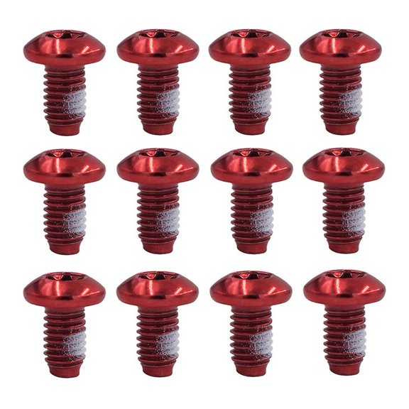 Stainless Steel T25 Disc Brake for ROTOR Bolts M5 X 9Mm 12 Pack For Road And Mountain Bike Cycling Parts Colorful Screw Set Red Blue Gold Black Hardware(Red)