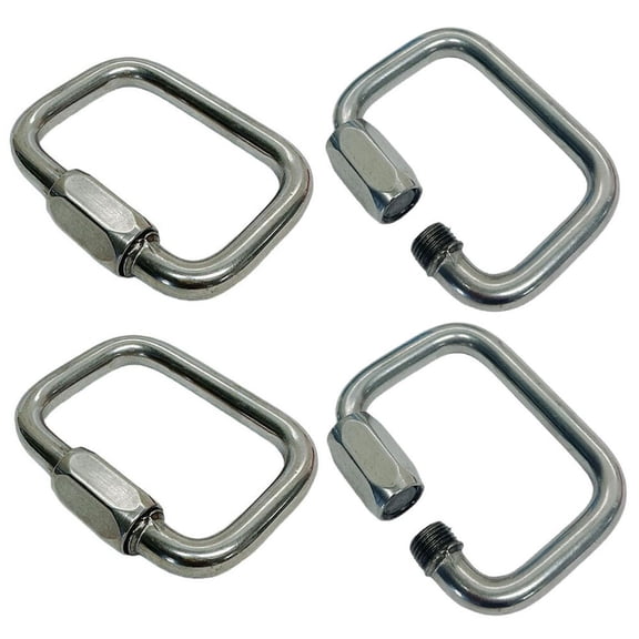 Stainless Steel T316 1/4" Square Quick Link Locking Carabiner 990 Lbs WLL 4 PCS