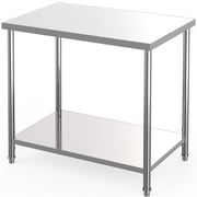 Stainless Steel Table, 2-Tier Prep Work Table with Adjustable Undershelf and Pre-Assembled Table Foot, for Restaurant, Kitchen, Garage, Home   Easy to Install