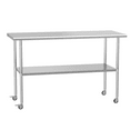 thumbnail image 1 of Stainless Steel Table 24 x 60 Inches Metal Prep Table with wheels Adjustable Undershelf, Stainless Table for Commercial Kitchen, Outdoor, Restaurant, Hotel & Garage, 1 of 8