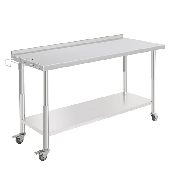 Stainless Steel Table, 24 x 60 Inches Metal Prep & Work Table with Adjustable Undershelf, for Commercial Kitchen, Restaurant, Hotel and Garage
