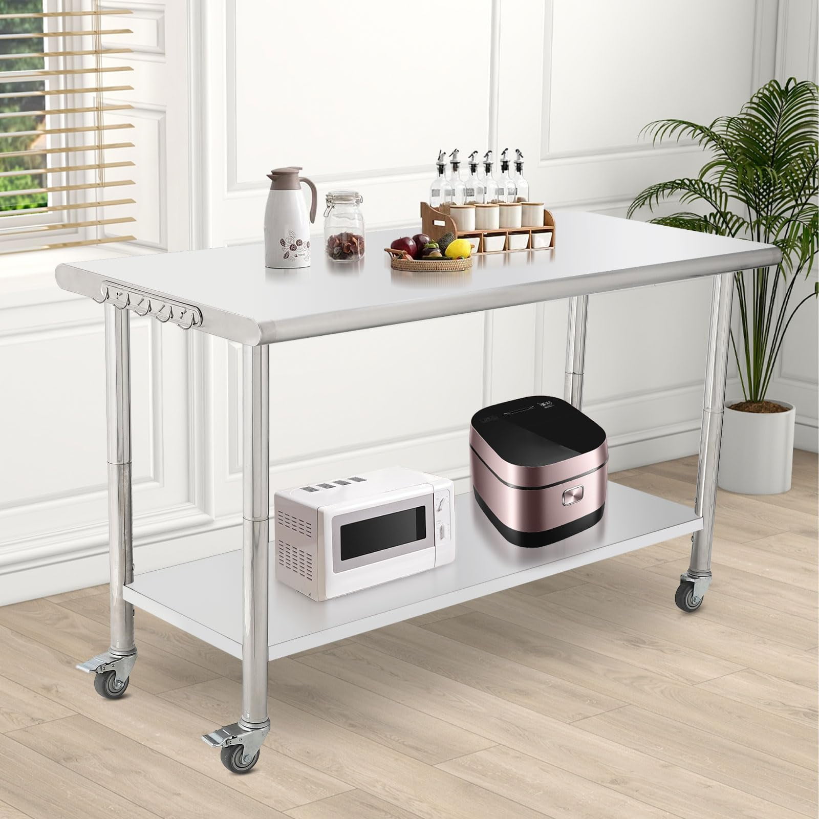Stainless Steel Table, 24 x 60 Inches Metal Prep & Work Table with ...